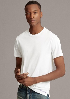 Koszulki Ralph Lauren Cotton Lisle T-Shirt Męskie Białe | YNRR9902