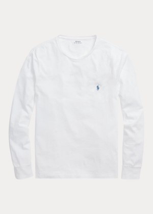 Koszulki Ralph Lauren Custom Slim Fit Jersey T-Shirt Męskie Białe | TBDH2312