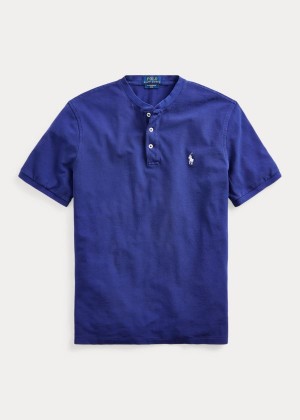 Koszulki Ralph Lauren Featherweight Mesh Henley Męskie Królewski Niebieski Niebieskie | MNHS1754