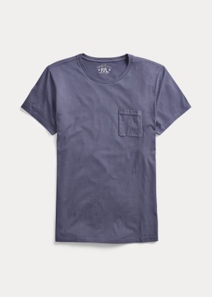 Koszulki Ralph Lauren Garment-Dyed Pocket T-Shirt Męskie Granatowe | GDQN0185