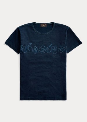 Koszulki Ralph Lauren Indigo Hibiscus Jersey T-Shirt Męskie Indygo | VUSH1642