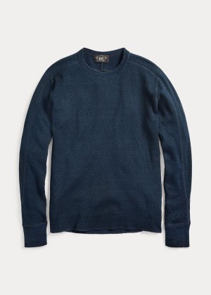 Koszulki Ralph Lauren Indigo Jacquard-Knit Crewneck Męskie Niebieskie Indygo | EIJH2203