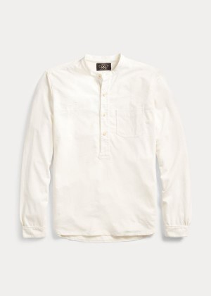 Koszulki Ralph Lauren Jersey Band-Collar Shirt Męskie Białe | MKJL7691