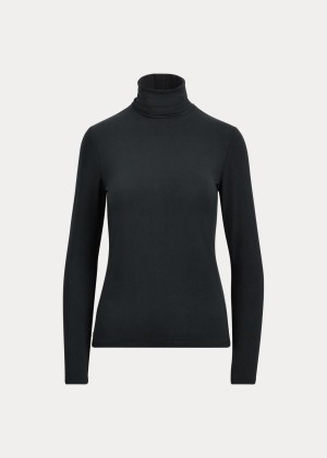 Koszulki Ralph Lauren Jersey Turtleneck Damskie Czarne | BDYC8910