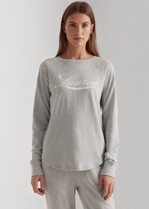 Koszulki Ralph Lauren Logo Crewneck Sweatshirt Damskie Szare | OKBG8644