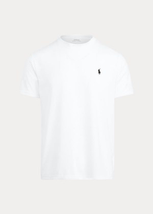 Koszulki Ralph Lauren Performance Jersey T-Shirt Męskie Białe Czarne | VCFG2487