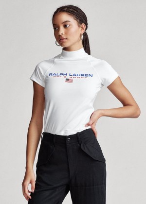 Koszulki Ralph Lauren Polo Sport Cropped Tee Damskie Białe | RBJI2699