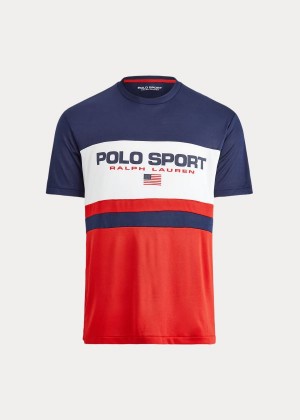 Koszulki Ralph Lauren Polo Sport Performance T-Shirt Męskie Czerwone Kolorowe | VBRF6694