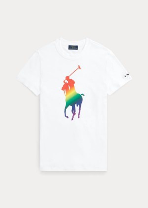 Koszulki Ralph Lauren Pride Big Pony Cotton Tee Damskie Białe | WESQ0535