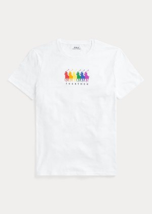 Koszulki Ralph Lauren Pride Cotton Graphic Tee Damskie Białe | YBPZ3971