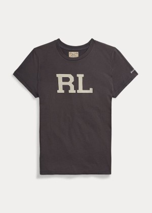 Koszulki Ralph Lauren RL Cotton Jersey Tee Damskie Czarne Beżowe | XHKV2206