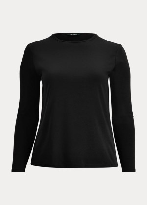 Koszulki Ralph Lauren Stretch Long-Sleeve Tee Damskie Czarne | SFDS8675