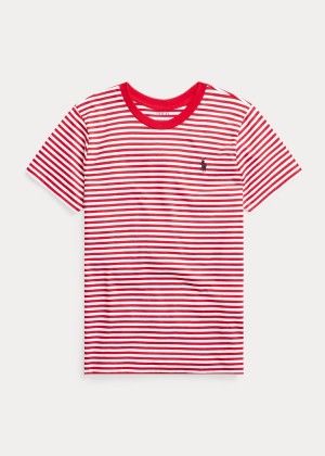 Koszulki Ralph Lauren Striped Cotton Jersey Tee Damskie Czerwone Białe | CRLH3673