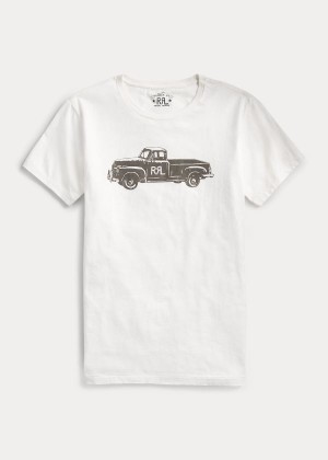 Koszulki Ralph Lauren Truck-Graphic T-Shirt Męskie Białe | EWHN7618