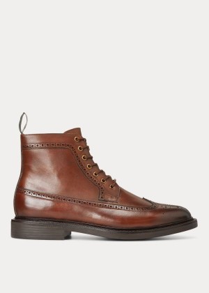 Kozaki Ralph Lauren Asher Leather Wingtip Boot Męskie Brązowe | ECMB3094