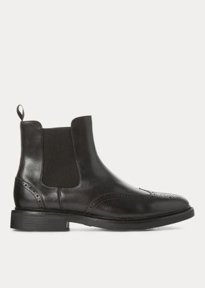 Kozaki Ralph Lauren Asher Wingtip Chelsea Boot Męskie Czarne | DMYD5245