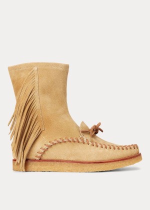 Kozaki Ralph Lauren Channing Fringe Mid-Rise Boot Damskie Brązowe | HIIJ8971