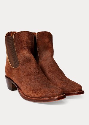 Kozaki Ralph Lauren Chelsea Plainview Suede Boot Damskie Brązowe | JBKD8770