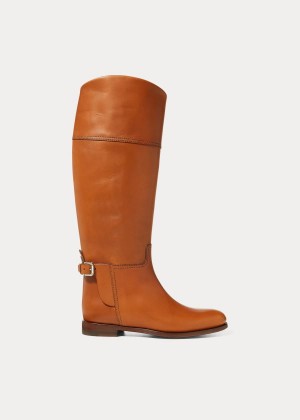 Kozaki Ralph Lauren Sallen Calfskin Riding Boot Damskie Brązowe | VERK0664