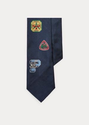 Krawaty Ralph Lauren Collegiate Camp Silk Tie Męskie Granatowe | EFLZ8170