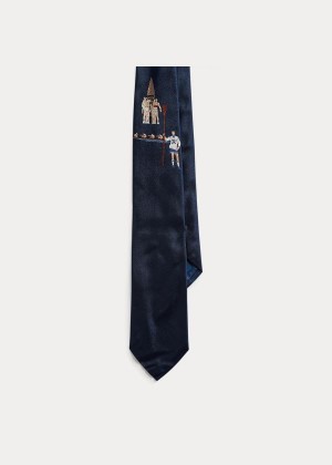 Krawaty Ralph Lauren Crew-Inspired Silk Tie Męskie Granatowe | HYFP1774