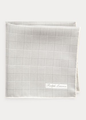 Krawaty Ralph Lauren Glen Plaid Silk Pocket Square Męskie Szare Białe | MRFD7484