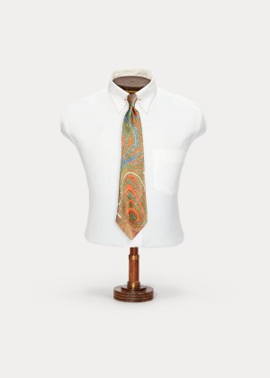 Krawaty Ralph Lauren Handmade Print Silk Tie Męskie Kolorowe | UGYC2559