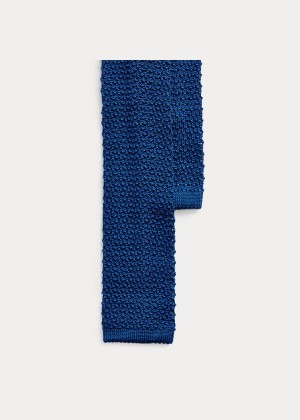 Krawaty Ralph Lauren Knit Silk Tie Męskie Królewski Niebieski Niebieskie | VOPQ7050