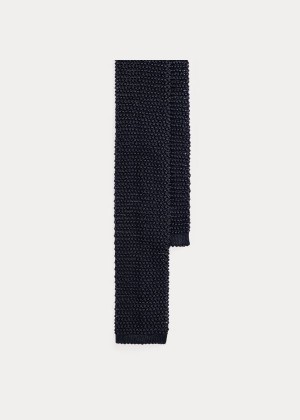 Krawaty Ralph Lauren Knit Silk Tie Męskie Ciemny Granatowe | KSMC2126