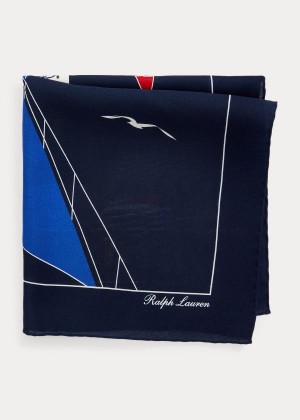 Krawaty Ralph Lauren Lighthouse Silk Pocket Square Męskie Granatowe | WFPF8360