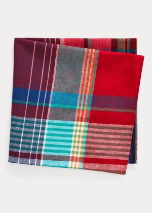 Krawaty Ralph Lauren Madras Pocket Square Męskie Niebieskie Fioletowe Kolorowe | PZIT6962