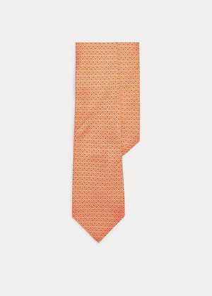 Krawaty Ralph Lauren Micro-Diamond Silk Tie Męskie Pomarańczowe | OMRO8973