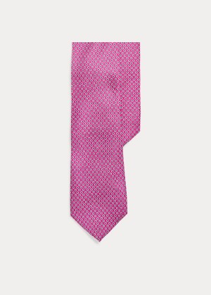 Krawaty Ralph Lauren Micro-Hexagon Silk Tie Męskie Różowe | LLRC4263