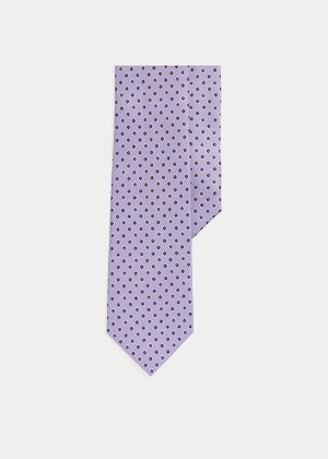 Krawaty Ralph Lauren Neat-Print Silk Narrow Tie Męskie Fioletowe | JUIR6836