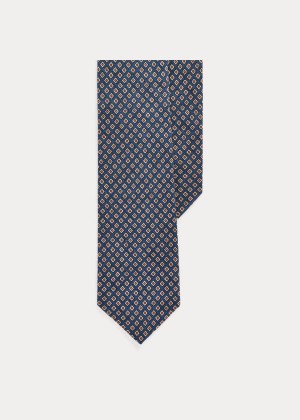 Krawaty Ralph Lauren Neat Linen Narrow Tie Męskie Niebieskie | YHRJ8569