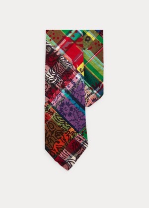 Krawaty Ralph Lauren Patchwork-Print Narrow Tie Męskie Kolorowe | KJRM4809