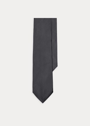 Krawaty Ralph Lauren Peau de Soie Narrow Tie Męskie Szare | MOGJ4112