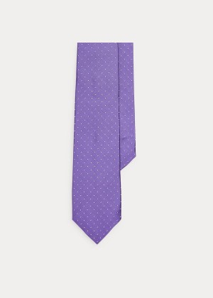 Krawaty Ralph Lauren Pin Dot Peau de Soie Tie Męskie Fioletowe | JSHB0904