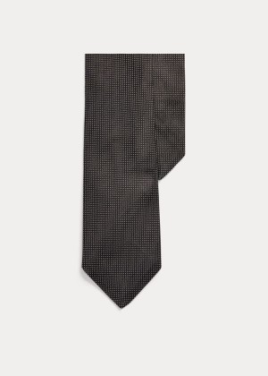 Krawaty Ralph Lauren Pin Dot Silk Narrow Tie Męskie Czarne Białe | TQBO6850