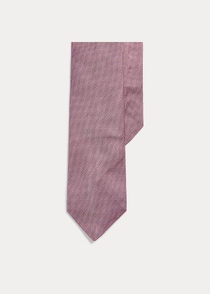 Krawaty Ralph Lauren Pin Dot Silk Narrow Tie Męskie Różowe Białe | EAJB6828