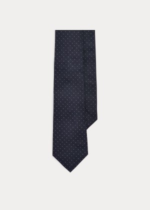 Krawaty Ralph Lauren Pin Dot Silk Tie Męskie Granatowe | CJYS1291