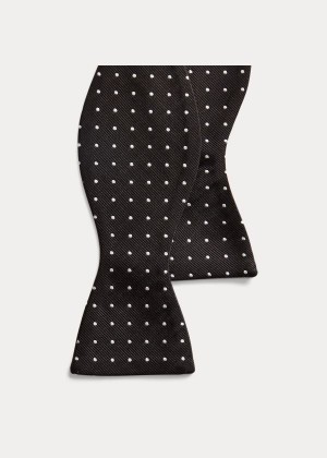 Krawaty Ralph Lauren Polka-Dot Silk Repp Bow Tie Męskie Czarne Białe | TLWR0088