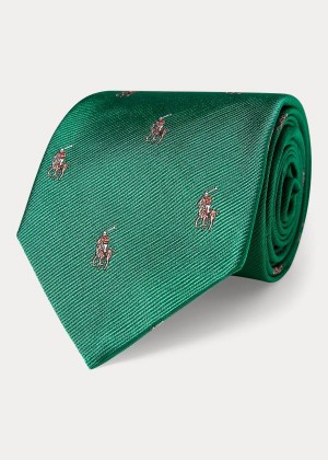 Krawaty Ralph Lauren Polo Player Silk Narrow Tie Męskie Zielone | ZSZH3319