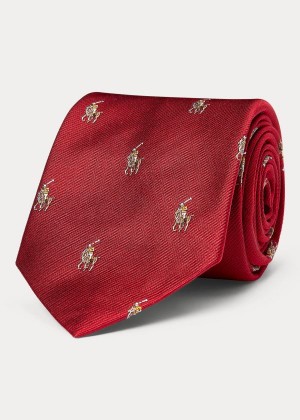 Krawaty Ralph Lauren Polo Player Silk Narrow Tie Męskie Czerwone | AHIZ0027