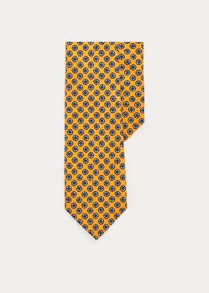 Krawaty Ralph Lauren Print Silk Narrow Tie Męskie Żółte | LEVZ1693