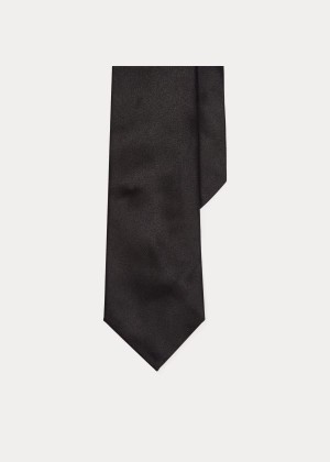 Krawaty Ralph Lauren Silk Satin Tie Męskie Czarne | RYDH0780