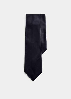 Krawaty Ralph Lauren Silk Satin Tie Męskie Granatowe | RBFU9727