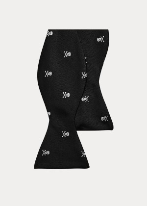 Krawaty Ralph Lauren Skull-and-Crossbones Bow Tie Męskie Czarne Białe | QYDA1102