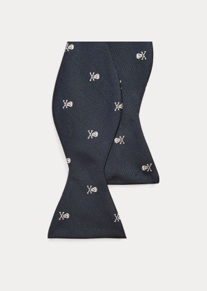 Krawaty Ralph Lauren Skull-and-Crossbones Bow Tie Męskie Granatowe Białe | ACVA0295