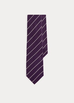 Krawaty Ralph Lauren Striped Silk Satin Tie Męskie Ciemny Fioletowe | PKCS8747